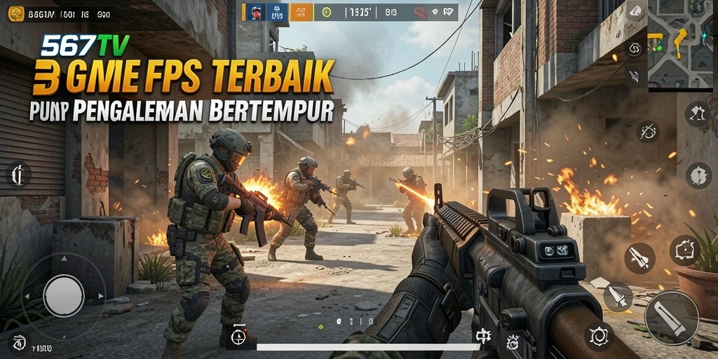 Tampilan gameplay mendebarkan dalam 567TV dengan aksi FPS yang intens.