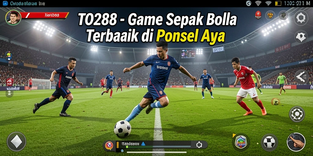 Screenshot gameplay TO288 yang menunjukkan aksi sepakan bola.